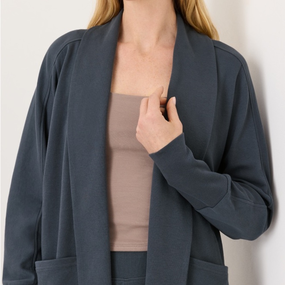Pact Women's Slate Blue Open-Front Cardigan - Picture 2 of 10